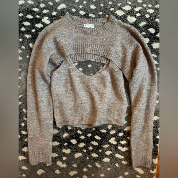 Sweaters - Mimosa tan oatmeal knit sweater shrug cami set